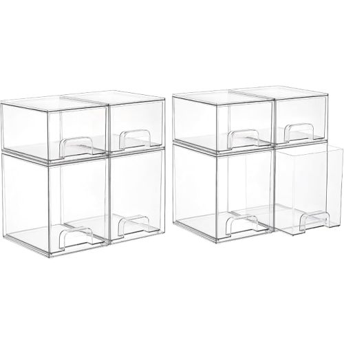 Vtopmart Clear Stackable Storage Drawers Set of 8, Plastic Organizer Bins