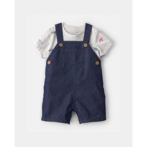 Baby Boy 2-Piece Boat Romper Set - Blue/Grey | Carter's