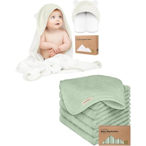KeaBabies Baby Hooded Towel and Baby Washcloths - Baby Towel Baby Towels and Washcloths for Baby Girls and Baby Boys