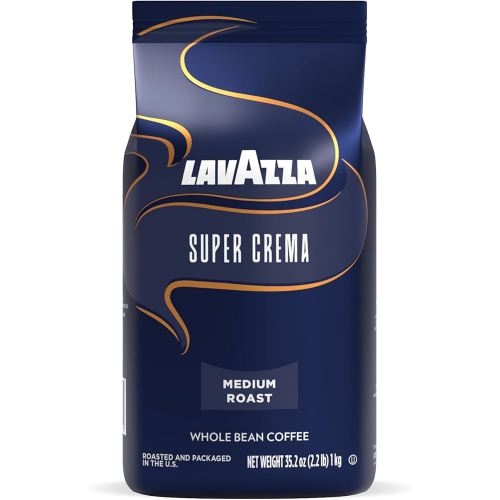 Lavazza Super Crema Whole Bean Coffee, Medium Espresso Roast, Arabica and Robusta Blend, 2.2 lb Bag, Package May Vary (Pack of 1)