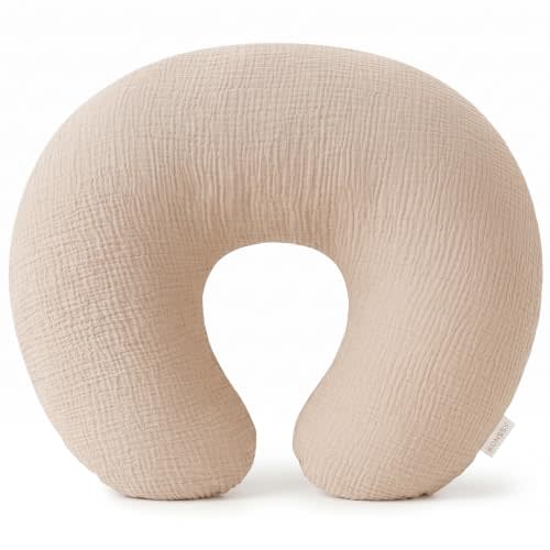 Konssy Muslin Nursing Pillow Covers, Soft Cover for Breastfeeding Pillows | Cover Only, 100% Cotton, Comfortable & Durable, Machine Washable, Slipcovers for Newborn Baby Boys & Girls, (Wheat)