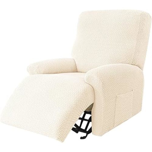 Eco-Ancheng Recliner Slipcovers 4-Pieces Lazyboy Recliner Covers Recliner Couch Covers Recliner Chair Cover Non Slip Reclining Slipcovers with Storage Pockets Furniture Protector for Living Room