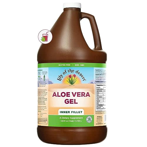 Lily of The Desert Aloe Vera Gel - Inner Fillet Thicker Consistency Aloe Vera Drink with Natural Vitamins, Digestive Enzymes for Gut Health, Stomach Relief, Wellness, Glowing Skin, 128 Fl Oz