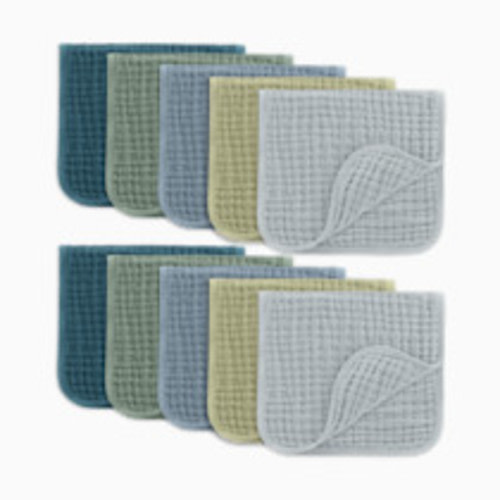 Comfy Cubs 6-Layer Muslin Burp Cloths Set (10 Pack) - Multi Boy