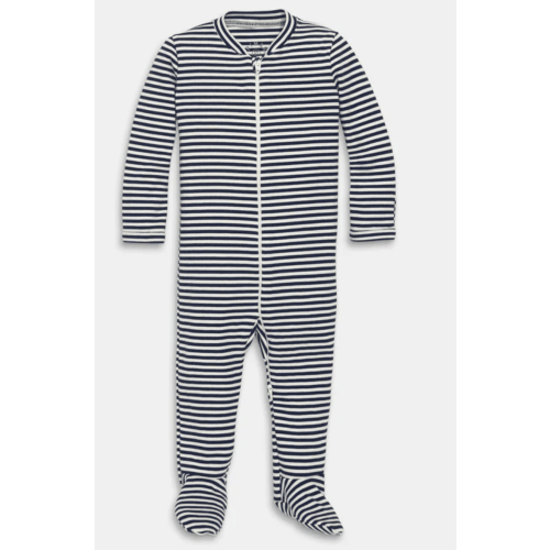 Organic Zip Footie in Stripe