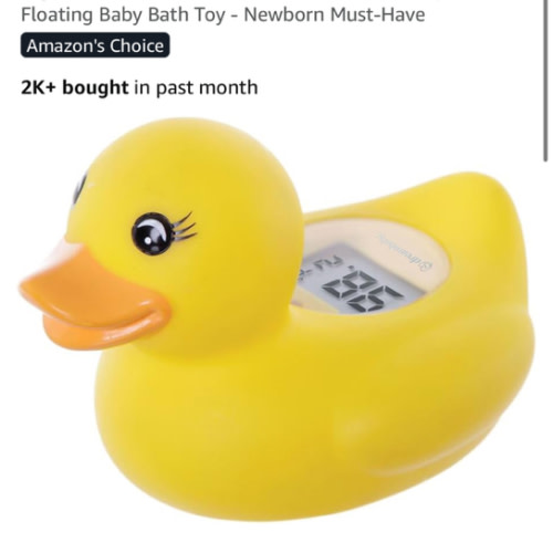 Dreambaby Duck Baby Bath Thermometer - Instant Read Digital Thermometer for Water and Room Temperature - Floating Baby Bath Toy - Newborn Must-Have