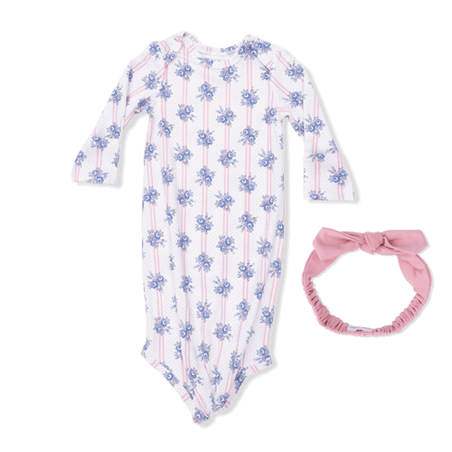Stripe Dot Roses - Knotted Gown and Headband – Angel Dear