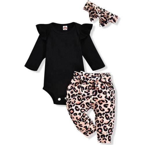 Aalizzwell Preemie Newborn Infant Baby Girls Clothes Ribbed Romper Bodysuit Pants Set Fall Winter Outfits