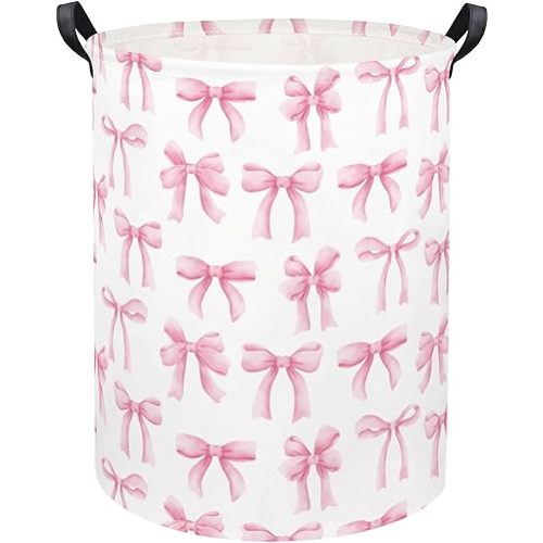 Baby Laundry Basket Kids Hamper Toy Storage Bin for Boys Room Decor Baby Nursery Hamper Gift Baskets for Bedroom Bathroom(Bowknot)