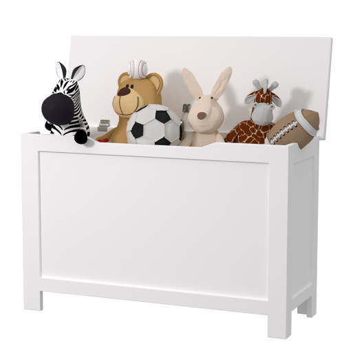 Miniyam Modern Wooden Toy Storage Box with Seating Bench for Kids, White