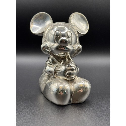Vintage Disney Mickey Mouse Metal Bank Silver-plated Reed & Barton