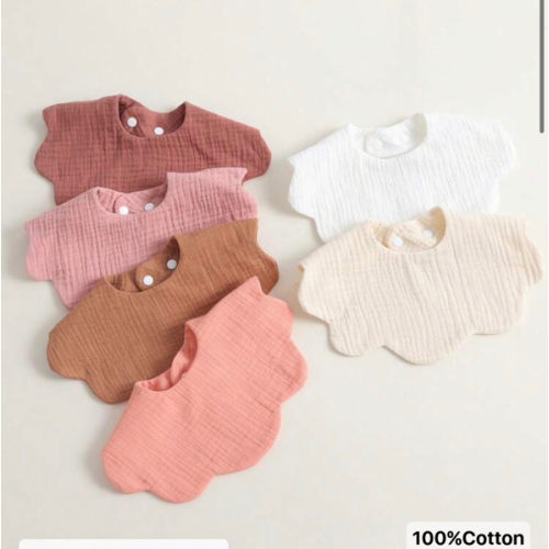 6pcs/Set Muslim Cotton Baby Bibs, Breathable 360 Degree Soft Absorbent Pure Cotton Burp Cloths | SHEIN USA