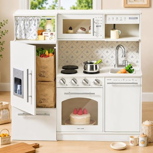 Tiny Land Wooden Play Kitchen for Toddlers, Kids Play Toy Kitchen Set
