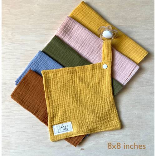 Cotton Double Gauze Pacifier Lovey: Soft Muslin Binky Blanket