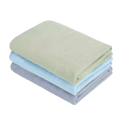 MIGIOL Muslin Swaddle Blankets, Nursery Receiving Blanket for Newborn, Baby Swaddle Wrap Soft Silky & Breathable, 3 Packs, 47 X 47In (Blue and Green 3 Pieces)