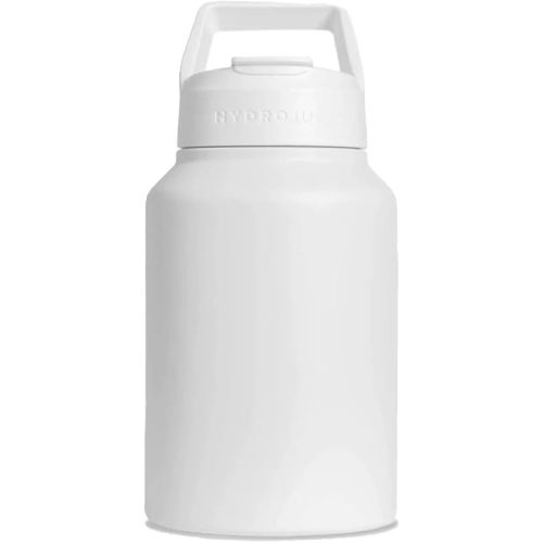 HydroJug Sport - Stainless Steel Tumbler with Straw, Vacuum Insulated, 64oz Leakproof Water Bottle, Ergonomic Design, Reusable, Dishwasher Safe, Rubber Base, Durable for Gym or Outdoors, White