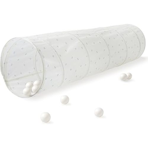 3 Sprouts Kids Play Tunnel - Pop Up Collapsible Tunnels with Recycled Fabric - Fun Crawling Tunnel for Toddler, Baby, Children to Crawl Through, Gross Motor Toy for Indoor Play - Blueberry Ivory