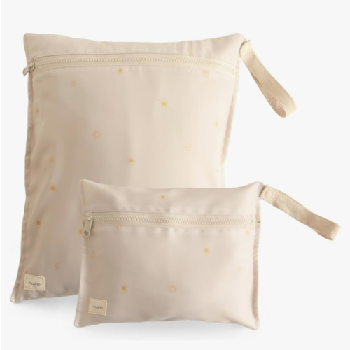 Amazon.com : mushie Water Resistant Wet Bags | Large & Small Reusable Storage Bag for Baby Items and Travel | Zippered Pockets with Handle | Machine Washable, Set of 2 (Sun) : Baby