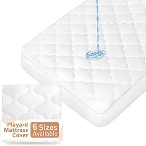 Pack and Play Mattress Pad (6 Sizes), Compatible with Baby Trend Lil Snooze Deluxe 2 Nursery Center, Pack and Play Mattress Sheets Cover Soft Quilted Protector