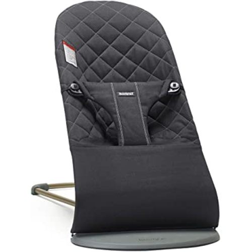 BabyBjörn Bouncer Bliss, Black, Woven, Classic Quilt | 2-in-1 Adjustable Baby Bouncer Seat and Toddler Chair, Newborn to Toddler (8-29 lbs), 4 Positions, Lightweight & Portable