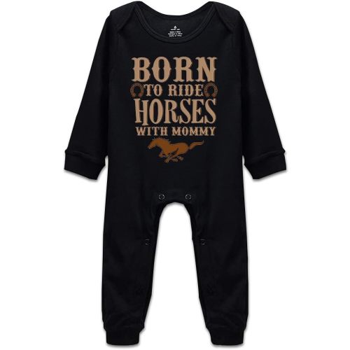 DOQOSESHY Born to Ride Horses with Mommy Baby Bodysuit Short/Long Sleeve Jumpsuit Rompers, 3 Months