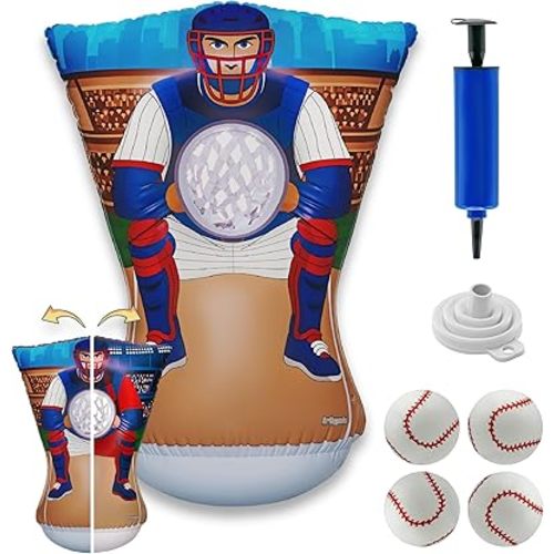 Pitching Target for Kids – Double-Sided Baseball Training Equipment for Indoor & Backyard Baseball Practice, Inflatable Strike Zone with Balls & Pump, Ages 3+