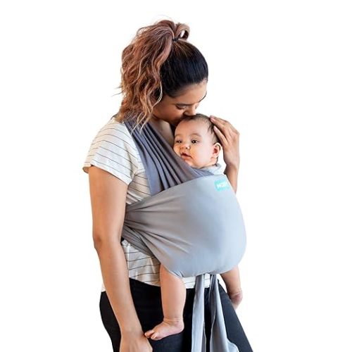 Moby Baby Wrap Carrier Easy-Wrap for Newborns to Toddlers (8-33lbs), Infant Sling Carrier, Lightweight & Hands Free Design for Mom and Dad, Adjustable for All Body Types (Smoked Pearl)