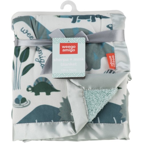 Weegoamigo Sherpa & Mink Blanket - Roar-y McIlroy Dinosaur
