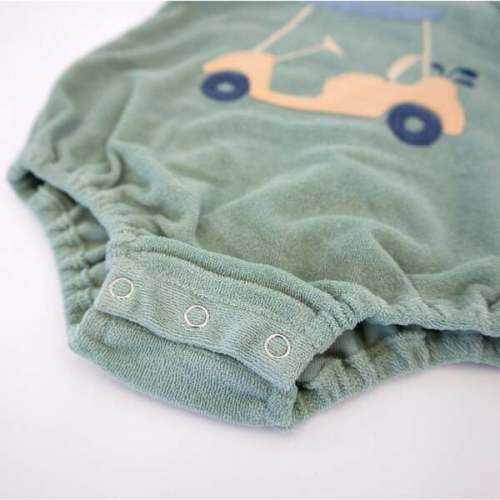 Golf Cart Denim Wheels  Applique Terry Bubble, Sage - Oh Baby! | Maisonette