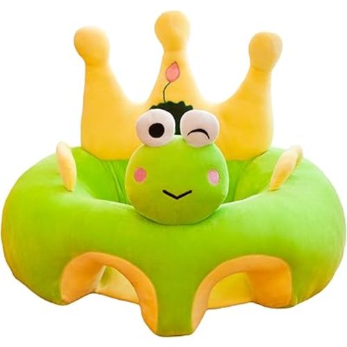 Animal Shaped Baby Sitting Chair Baby Support Sofa Chair Cover Cute Infant Toddler Floor Seat Loungers Sitting Chair for Learning to Sit (Frog, 40cm*55cm*55cm)