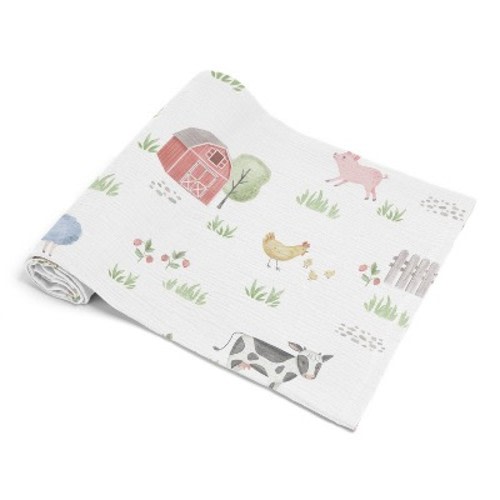Sweet Jojo Designs Baby Boy, Girl, Unisex/Gender Neutral Muslin 100% Cotton Swaddle Blankets Farm Animals Multicolor