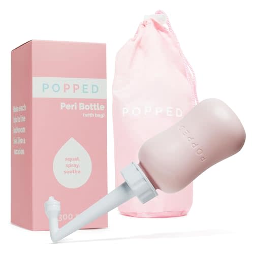 Popped Upside Down Peri Bottle for Postpartum Care, FSA HSA Eligible, 10 oz | Perineal Spray Bottle & Wash Bottle for Perineal Tears, Episiotomy & C-section Recovery, Angled Spout, Portable Bidet