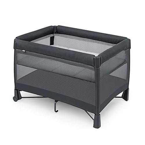 Chicco Dash Instant Setup Play Yard, Portable Crib with Removable Bassinet, Playpen for Babies and Toddlers | Charcoal/Grey - Dash Playard