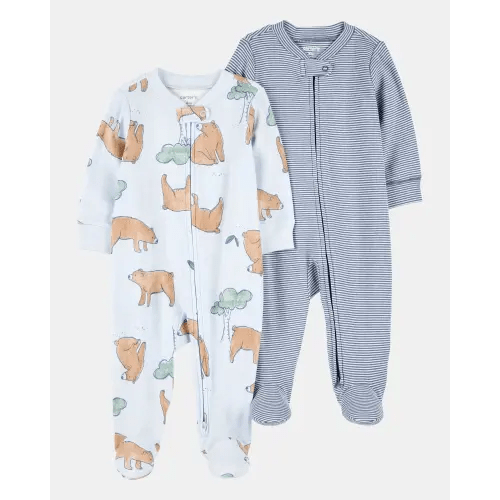 Baby Boy 2-Pack 2-Way Zip Cotton Sleep & Play Pajamas - Blue | Carter's
