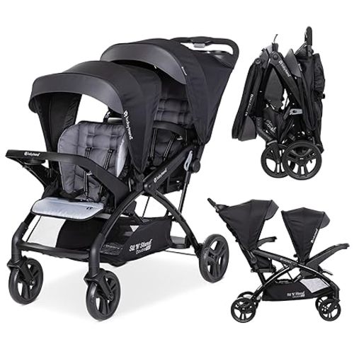 Baby Trend Sit N' Stand Double Stroller & Travel System for Babies & Toddlers, Stormy - Portable, Compact, and Lightweight Foldable Tandem Stroller
