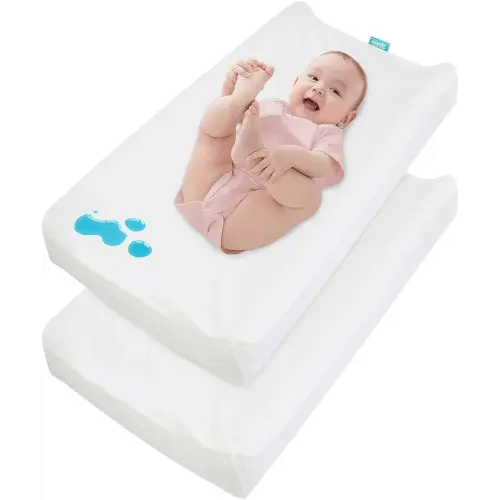 Changing Pad Cover Waterproof, 2 Pack Diaper Change Table Sheets for Baby Boys Girls, Fitted Cradle Sheets for 32"x16" Contoured Pad, Breathable & Ultra Soft, White