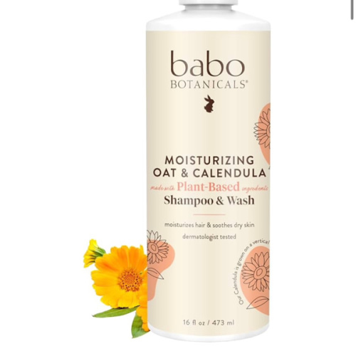 Babo Botanicals Moisturizing Oat & Calendula 2-in-1 Shampoo & Wash – Gentle Cleansing for Dry or Sensitive Skin – Safe for Baby, Toddler, Kids & Family – Lightly Scented – Vegan