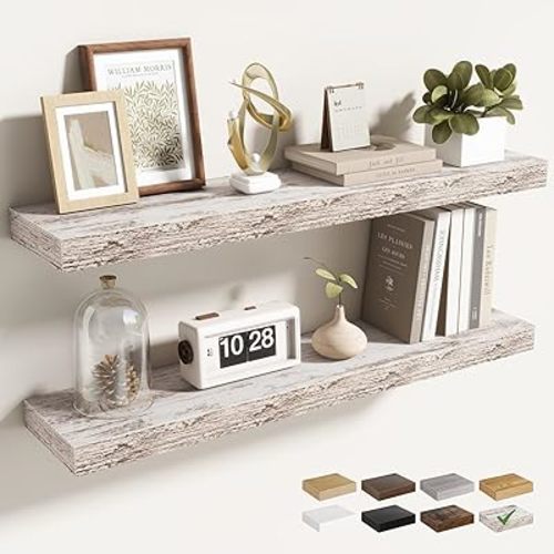 30 Inch Floating Shelves for Wall 2 Pack, 30" Wall Shelves for Books, Storage, Decor, Wall Mounted Floating Shelf with Invisible Brackets for Kitchen, Living Room, Rustic