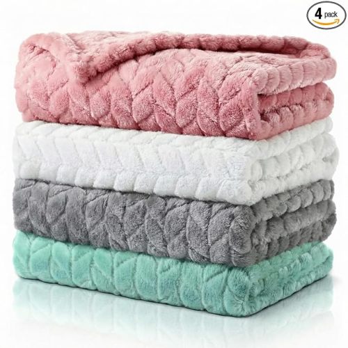 Frienda 4 Pcs Baby Fuzzy Blanket Fluffy Baby Blanket for Boys Girls Soft Warm Infant Newborn Toddler Receiving Nursery Bed Supplies, 32 x 24 Inch(Cute Color)