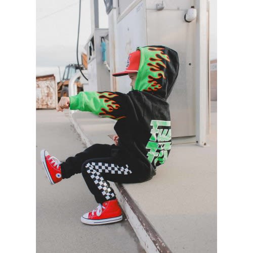 Fuel The Fun Green Flame Hoodie