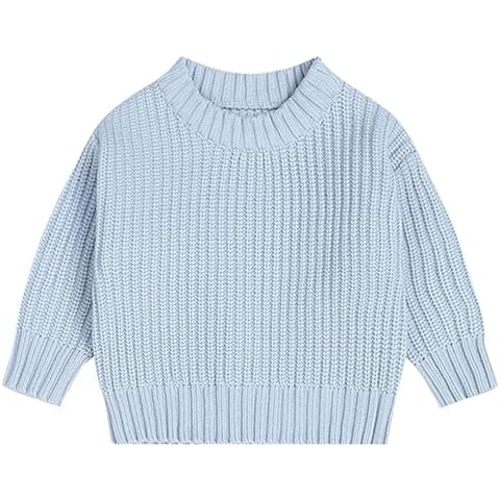 Toddler Baby Girl Boy Knit Sweater Solid Color Long Sleeve Warm Pullover Tops Fall Winter Clothes