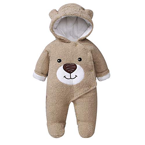 XIFAMNIY Baby Newborn Jumpsuit Footie Hooded Thicken Winter Bunting Outwear Snowsuit Pajamas for Girls Boys…