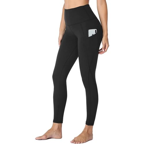 HLTPRO Leggings with Pockets for Women - Capri Yoga Pants High Waist Tummy Control for Workout, Running