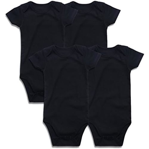 SOBOWO Unisex Baby Bodysuit Solid Infant Cotton Short Long Sleeve Black Onsies for Newborn Boy Girl 4 Pack