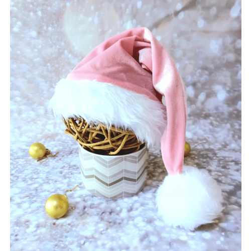 Baby Pink Velvet Santa Hat: Newborn Photo Prop