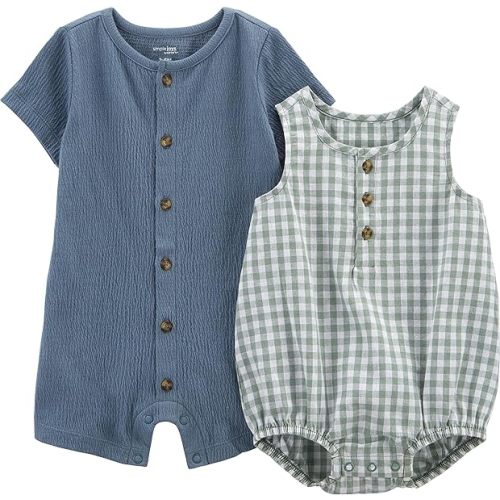 Simple Joys by Carter's baby-boys Button Rompers, Pack of 2