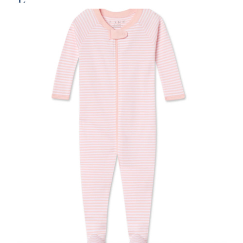 LAKE | Baby | Pima Cotton Pajamas | English Rose Stripe Baby Sleeper