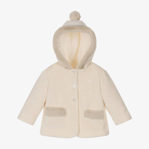 Patachou - Boys Pale Beige Velour Pram Coat | Childrensalon