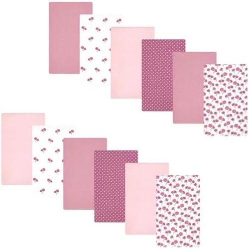 Hudson Baby Unisex Baby Cotton Polyester Flannel Burp Cloths Bundle 12-Pack