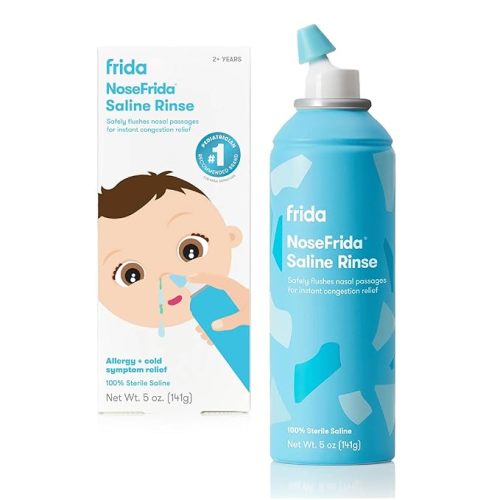 Frida Baby Saline Rinse for Toddler, Kids, Ages 2+, Saline Rinse for Sinus, Instant Congestion Relief & Allergy Relief, Flush Out Allergens, Mucus, Pollen, Dust, Safe for Daily Use